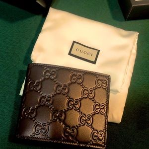 Gucci Embossed Monogrammed Brown Wallet for Men